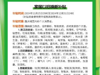 时间延长、品类增加、渠道拓宽！重庆家居以旧换新补贴政策升级