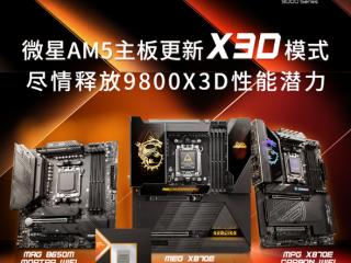 Intel还怎么追 微星AM5主板更新X3D模式：9800X3D性能暴涨20%！