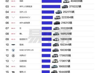 前11个月国产车型销量榜：比亚迪封神 前十独占八席