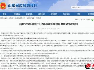 山东公布6起重大事故隐患典型执法案例 东营一企业被曝光