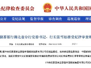 中国邮政储蓄银行湖北省分行党委书记、行长张雪松被查