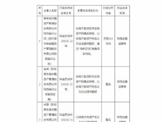 中信金融资产管理陕西分公司被罚110万