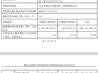 大摩稳丰利率债成立 规模18亿元