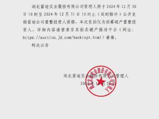 关于湖北富迪实业股份有限公司及三家关联公司重整投资人资格竞拍的公告