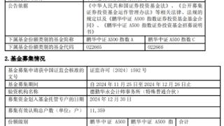 鹏华中证A500指数成立 募集金额28.64亿元