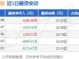 中国石油：1月8日融资净买入6246.66万元，当日排名第17