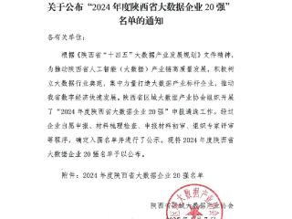 2024年度陕西省大数据企业20强名单公布 “星辰云”上榜