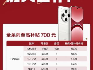 OPPO Find X8全系纳入国补计划：购机最高立省700元