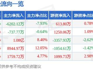 中坚科技（002779）1月13日主力资金净卖出6202.12万元