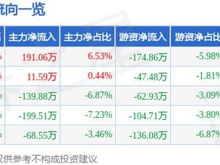 ST熊猫（600599）1月15日主力资金净买入191.06万元