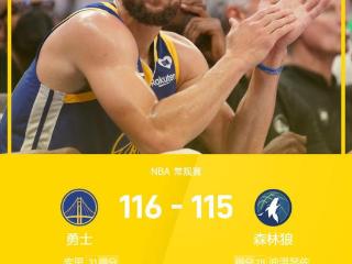 NBA战报：库里31分，迪温琴佐空砍28分，勇士116-115森林狼