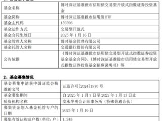 博时深证基准做市信用债ETF成立 募集金额30亿元