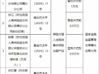 前海人寿肇庆分公司被罚 违规销售非保险金融产品