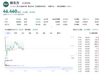 割肉与辉同行 东方甄选由盈转亏 新东方大跌23%