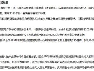 中国乒协公布多哈世乒赛选拔办法，四种途径产生，龙梦胖或迎机会