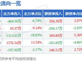 福星股份（000926）1月24日主力资金净卖出464.56万元