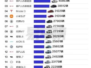 2024年一线城市最畅销车型出炉：小米SU7杀入前5