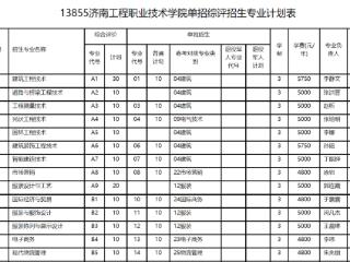 济南工程职业技术学院单招综评招生专业计划表发布