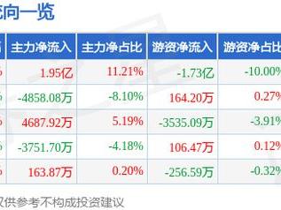 数据港（603881）2月5日主力资金净买入1.95亿元