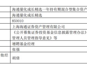 海通证券资管4只基金增聘张强 3只处于亏损状态