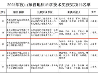 山东省地矿局二四八大队荣获2024年度山东省地质科学技术奖二等奖