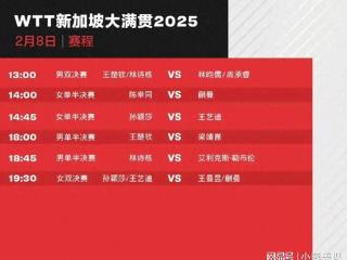 新加坡大满贯国乒赛程:8日冲两冠，林诗栋大战勒布伦，孙颖莎出战