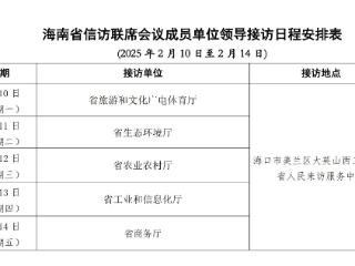 2月10日至2月14日海南省直属单位领导接访日程公布