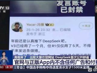 央视报道DeepSeek辟谣仿冒网站！冯骥微博截图亮相