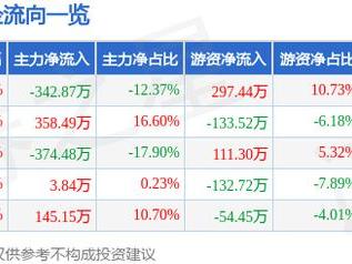 四方新材（605122）2月11日主力资金净卖出342.87万元