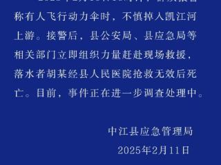 飞行动力伞掉入河里 四川一地通报：1人抢救无效死亡