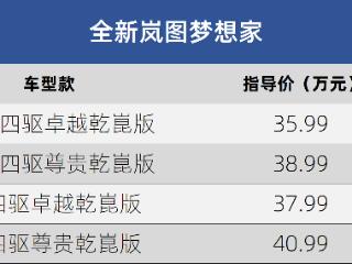 售35.99万元起 全新岚图梦想家乾崑智驾版新增车款上市