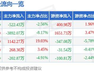 安宁股份（002978）2月24日主力资金净卖出522.43万元