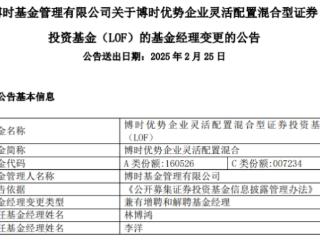 博时优势企业灵活配置混合增聘林博鸿 李洋离任