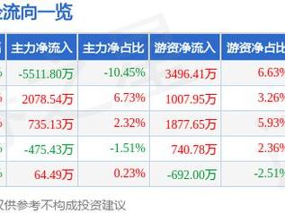 平高电气（600312）2月25日主力资金净卖出5511.80万元