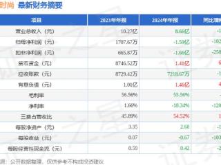 日播时尚（603196）2024年年报简析：净利润减1028.87%