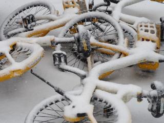 济南暴雪加大风，小朋友的伞都被吹成“喇叭”了