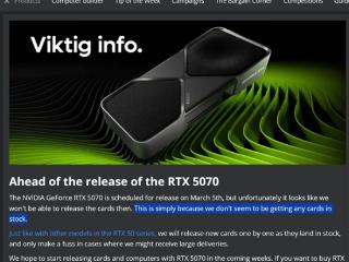 RTX 5070也要抢吗！大型零售商声称完全没货