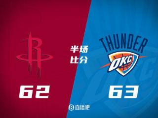 首发少了四个！火箭半场62-63雷霆 格林12+6谢泼德11分 SGA轰28分