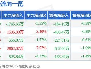 湖南天雁（600698）3月5日主力资金净卖出1765.36万元