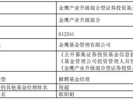 欧阳娟离任金鹰产业升级混合金鹰时代先锋混合