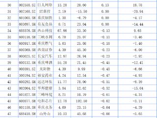 重庆A股30家上涨 旺成科技、新安洁、秦安股份列前三