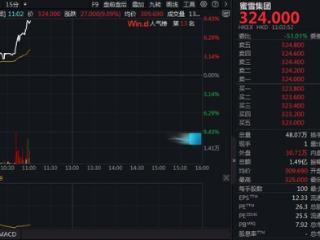 蜜雪集团涨超9%，市值超1200亿港元