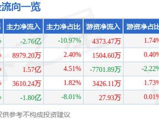 光环新网（300383）3月7日主力资金净卖出2.76亿元