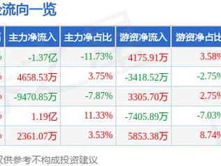 美力科技（300611）3月10日主力资金净卖出1.37亿元