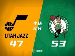 半场战报：凯尔特人53-47爵士 怀特13分5板4助 塞克斯顿12分4助