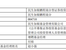 民生加银鹏程混合增聘付裕