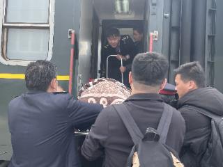 患病旅客无法行走 八人合力助其上火车