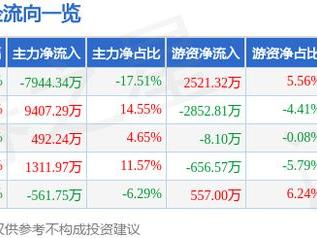 成都路桥（002628）3月11日主力资金净卖出7944.34万元