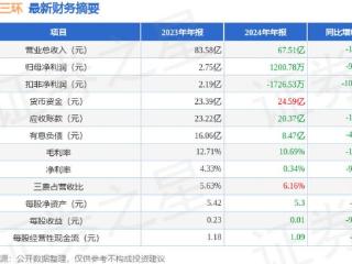 中科三环（000970）2024年年报简析：净利润减95.64%，公司应收账款体量较大