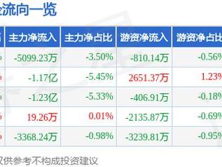 城地香江（603887）3月14日主力资金净卖出5099.23万元